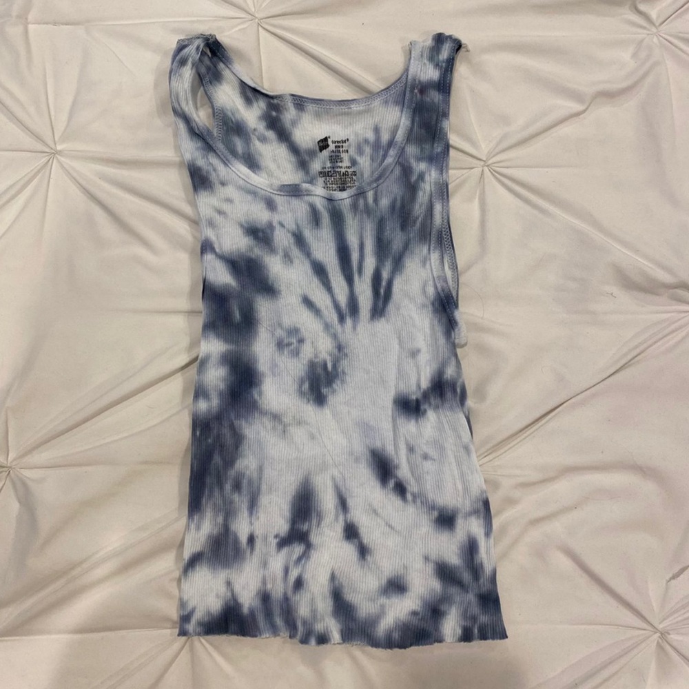 Hand-Dyed Grey & White Tie Dye Cropped Tank Top
